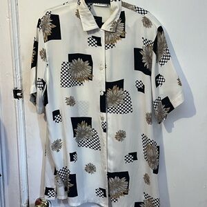 VINTAGE 90s German VERSE Sunflower Shirt | Unisex XL | Camp Collar